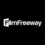 A black and white logo of filmfreeway.