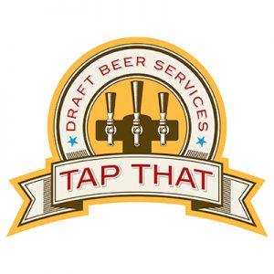 A logo of draft beer services, with the name tap that.