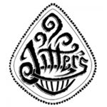 A black and white image of the logo for jitters.