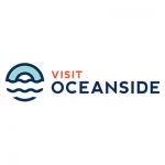 A logo of oceanside with the word visit underneath it.