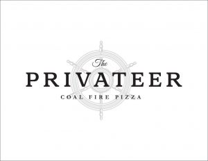 A logo of the privateer coal fire pizza.