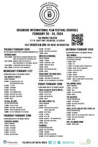 A schedule of events for the 2 0 1 9 oc international film festival.